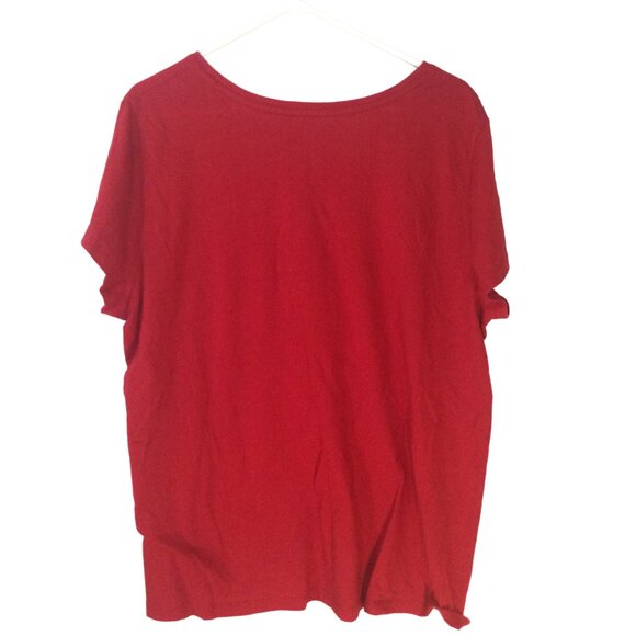 St Johns Bay Womens Short Sleeve Red Shirt 2XL Graphics Tee America XXL Pre-Love - Picture 3 of 4